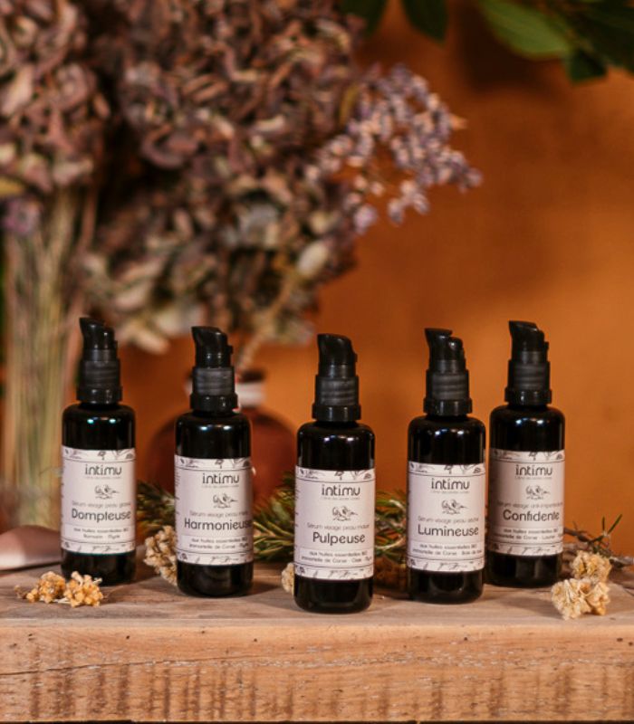 Sérums visage sur-mesure de la collection de cosmétique naturelle corse Intimu