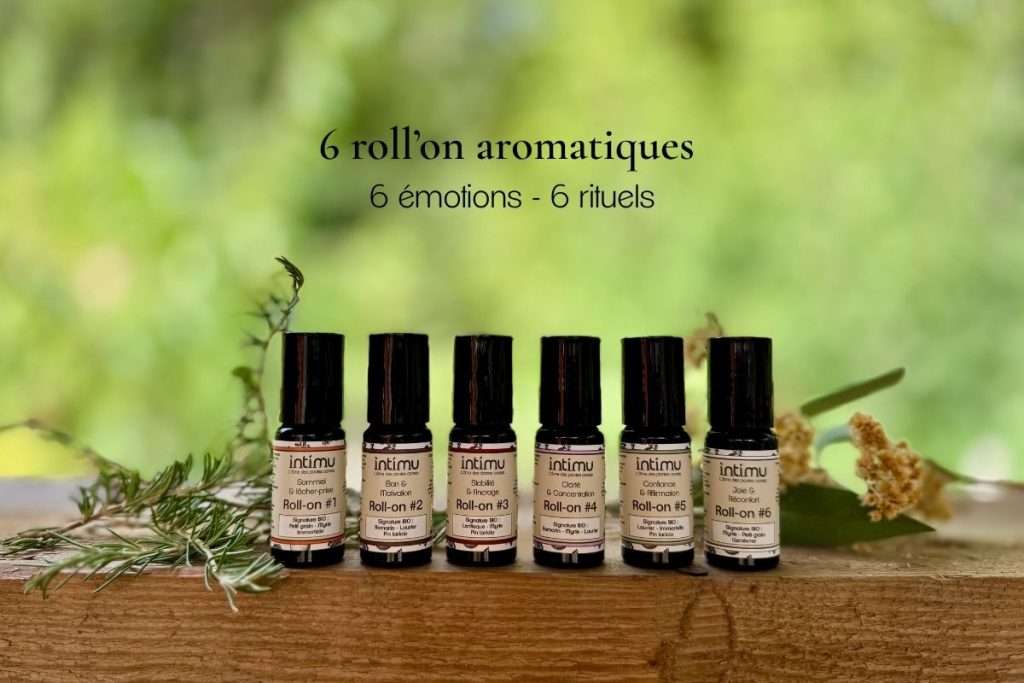 Collection de six roll-on aromatiques aux huiles essentielles BIO corses Intimu